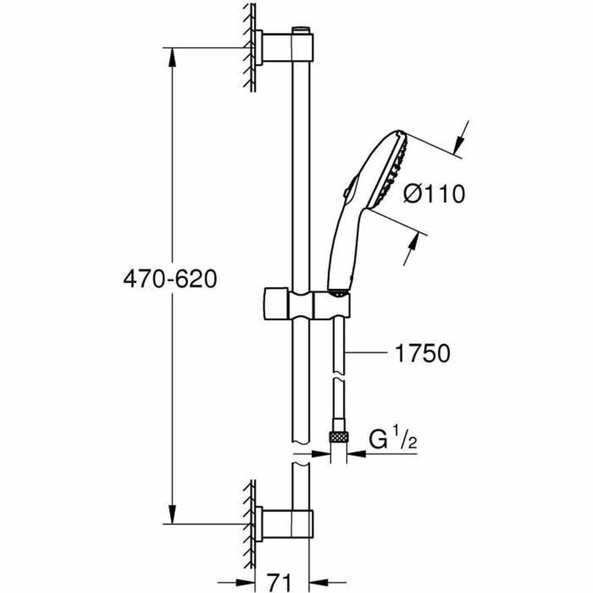 Coluna de duche Grohe Vitalio Start 110 Chrome Metal